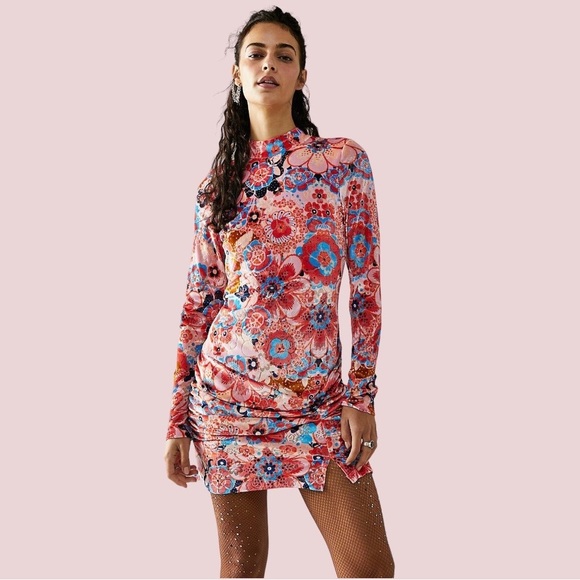 Free People Dresses & Skirts - Free People Della Velvet Burnout Mini Dress